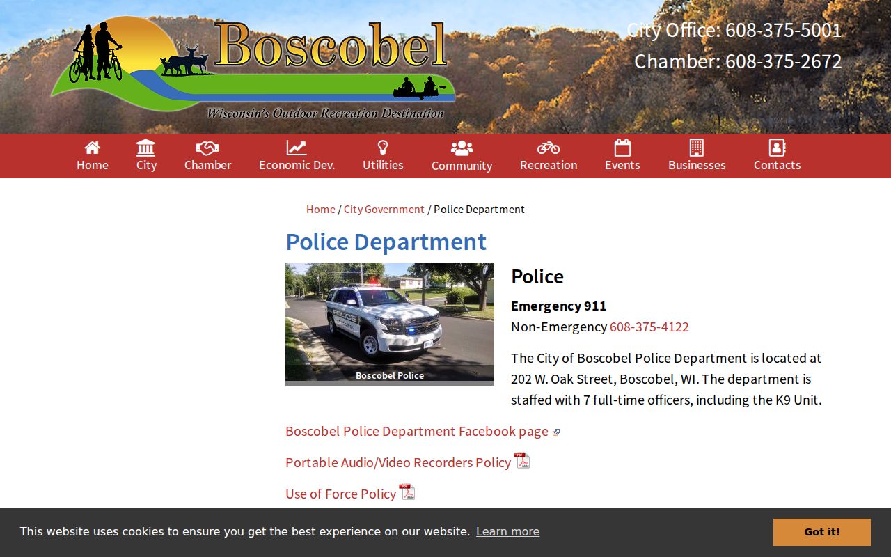 Boscobel Police Department criminal records page