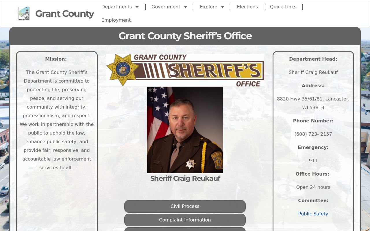 Grant County arrest records at the Sheriff and county jail