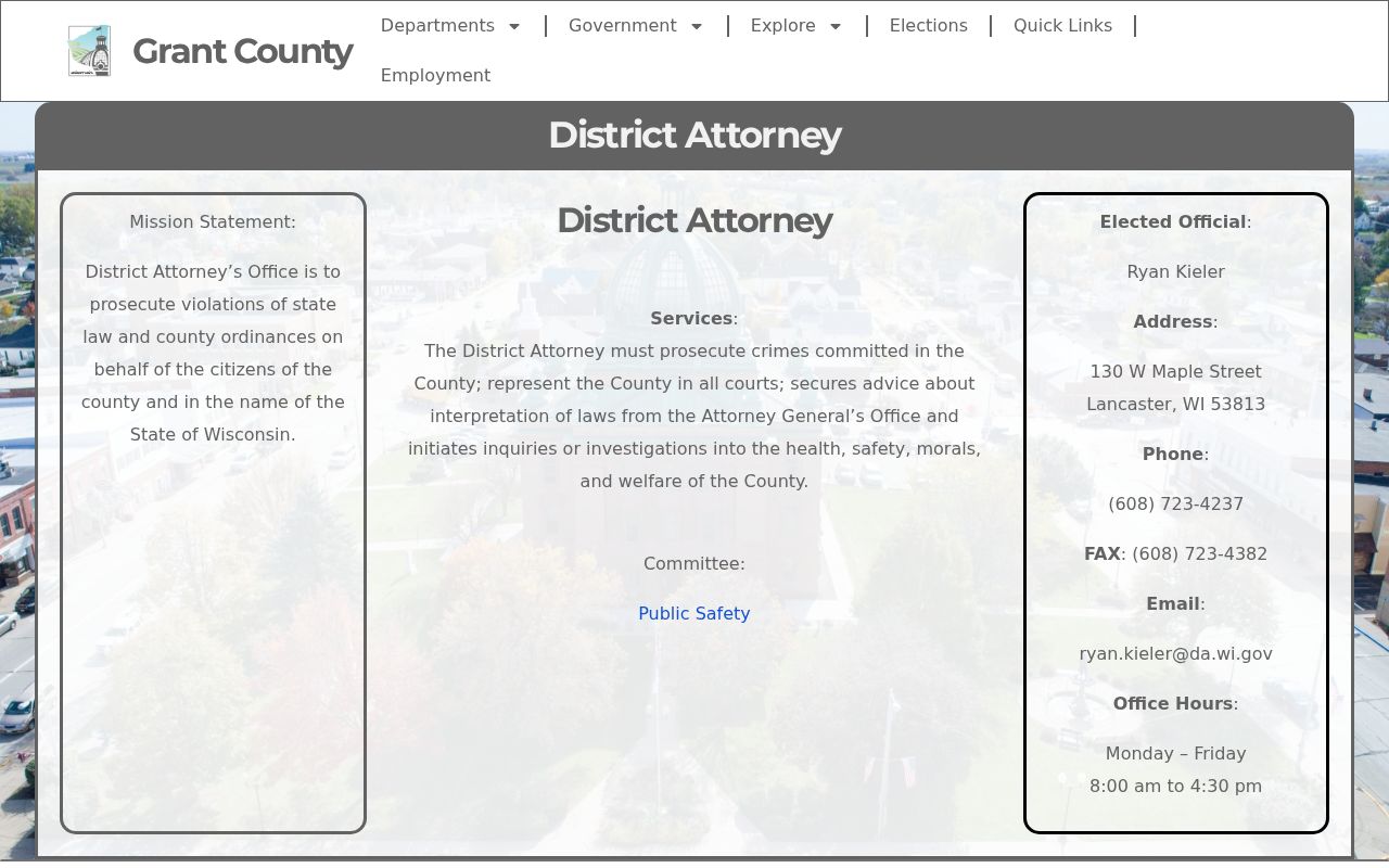 Grant County District Attorney role in criminal court cases