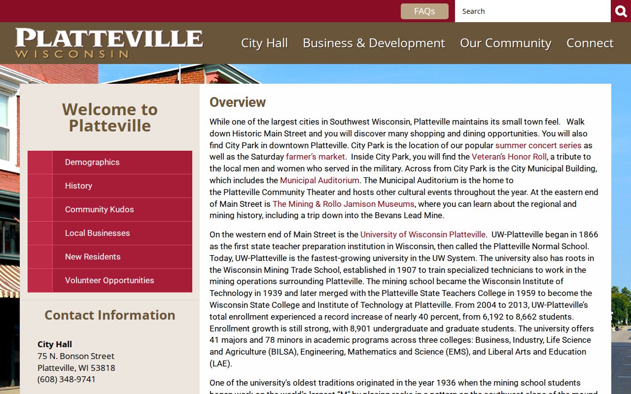 Platteville local history context for city criminal records
