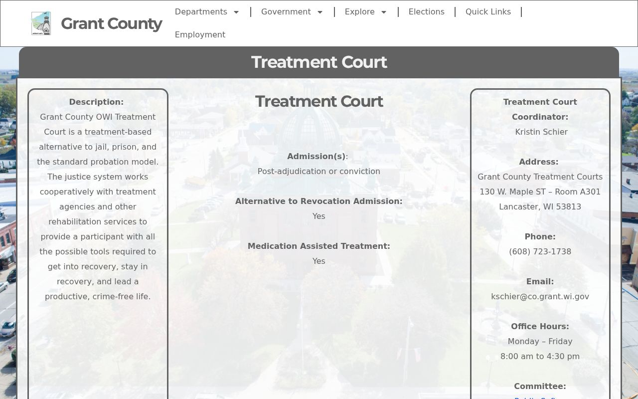 Grant County criminal history OWI Treatment Court